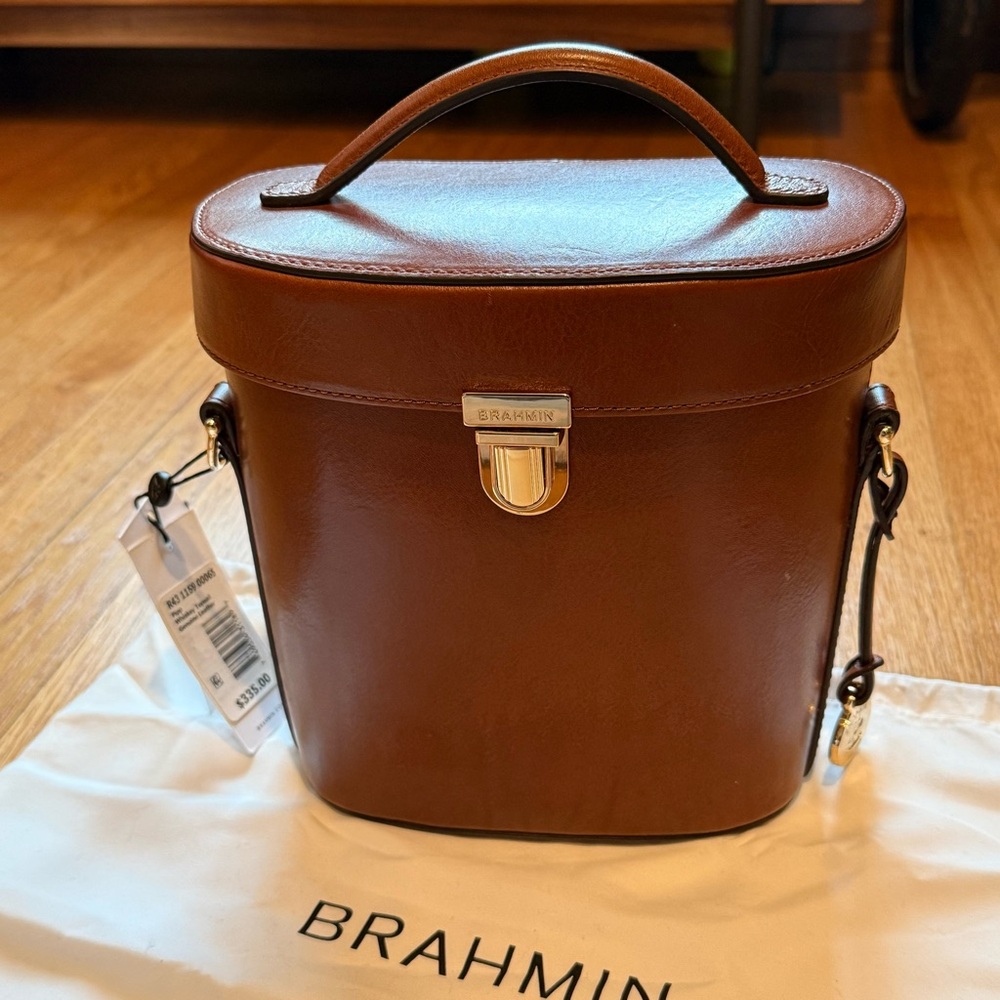 Brahmin Brown Leather Pipp Bag in Whiskey Topsail